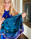 Diamonds scarf styling video showing signature pre-tied design slipping over head and lightweight drape