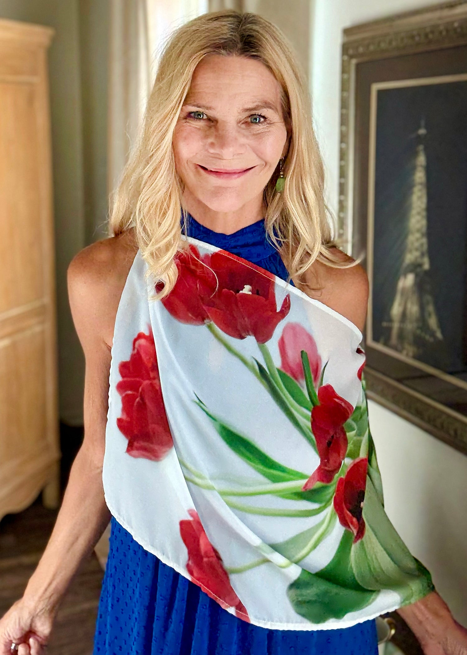 Red Tulips Scarf  - Shelly Lawler Collection